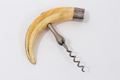 Lot 806 - George V silver mounted tusk corkscrew