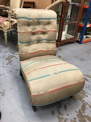 Lot 949 - Victorian nursing chair with buttoned upholstery