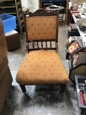 Lot 962 - Edwardian easy chair with upholstered seat and back