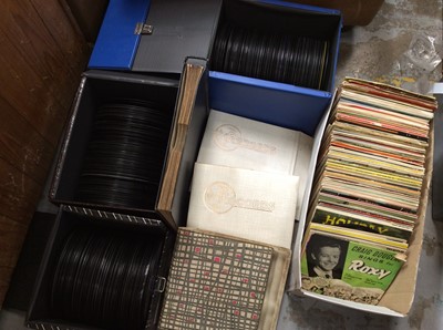 Lot 479 - Three vintage cases of 7” single records, box of EPs and empty record folders
