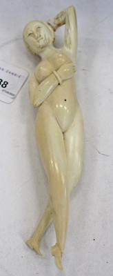 Lot 2138 - Rare 19th century Chinese carved ivory medical figure, typical reclining female form, 19cm long