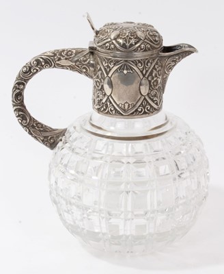 Lot 323 - Late Victorian Silver and cut glass claret jug