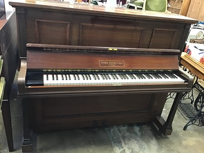 Lot 989 - George Rogers & Sons, London - upright iron framed piano in mahogany case