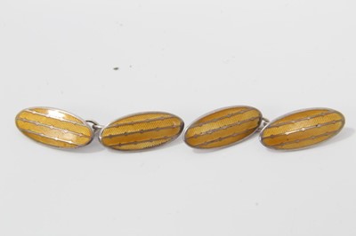 Lot 92 - Pair Charles Horner silver and yellow enamel cuff links