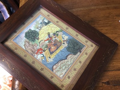 Lot 326 - 20th Century Islamic school Gouache study in brass inlaid frame