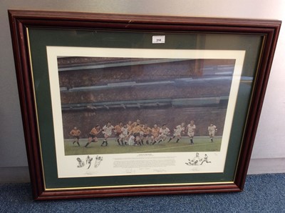 Lot 310 - Stephen Doig signed limited edition rugby lithograph- Fight to the Finish