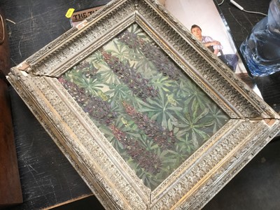Lot 325 - 20th Century English school oil on canvas study of Lupins in limed wood frame