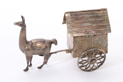 Lot 327 - Unusual late 19th century stamp box modelled as hut, pulled by a Llama