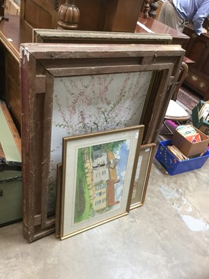 Lot 351 - Oil on board study of flowers together with a large gilt frame and two Charles Clifford Turner watercolour studies