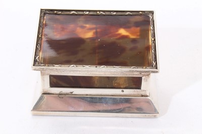 Lot 343 - Edwardian silver mounted tortoiseshell stamp box of rectangular form.