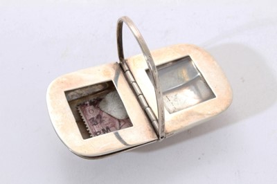 Lot 345 - George V silver stamp holder in the form of a trug.