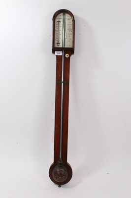 Lot 617 - 19th century oak stick barometer/thermometer by M.Alexander, London, 94 cm high