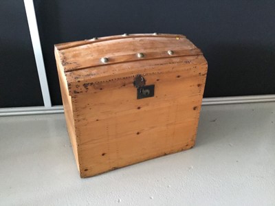 Lot 7 - Victorian pine domed top trunk H63cm W68cm D48cm