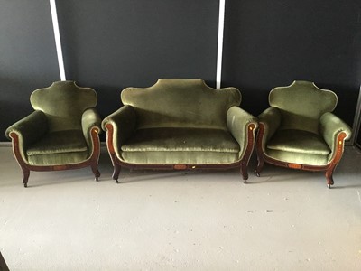 Lot 13 - Early 20th century rosewood and inlaid three...