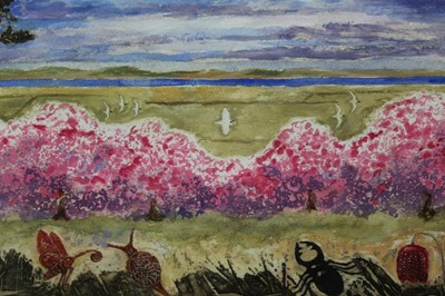 Lot 132 - J G Lubbock print and mixed media - wildlife scene