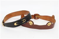 Lot 3067 - Two vintage Hermes leather belts -...