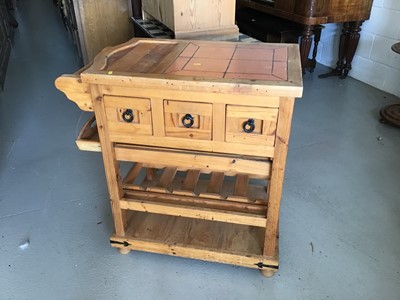 Lot 79 - Pine butcher's block on stand