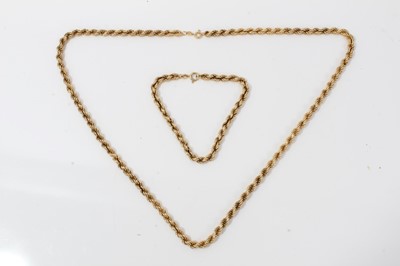 Lot 206 - 18ct gold rope twist necklace and matching bracelet