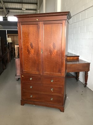 Lot 119 - Mahogany inlaid wardrobe with two panelled...