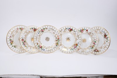 Lot 110 - Set of six late 19th century Bohemian overlaid glass dessert plates.
