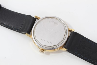 Lot 320 - 1970s Gentleman's Longines Conquest gold plated wristwatch on leather strap