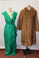 Lot 3071 - Ladies' 1950s emerald-green crepe silk long...