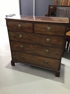 Lot 33 - George III mahogany chest of two short and three long drawers on bracket feet H121cm W125cm D56.5cm