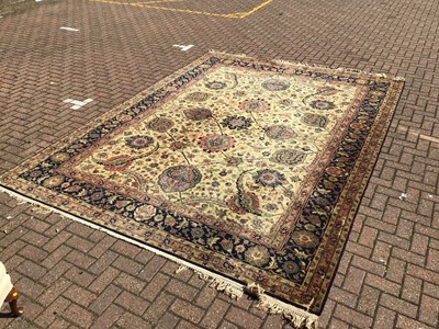 Lot 36 - 1950's wool multi floral carpet on beige and blue ground 360cm 270cm
