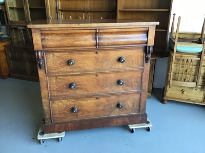 Lot 44 - Victorian mahogany Scottish chest of two short and three long drawers on plinth base H119.5cm W122cm D56.5cm