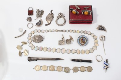 Lot 62 - Group silver and white metal jewellery including moonstone panel necklace