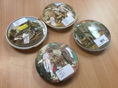 Lot 963 - Four Prattware pot lids including Contrast and The Residence of Anne Hathaway