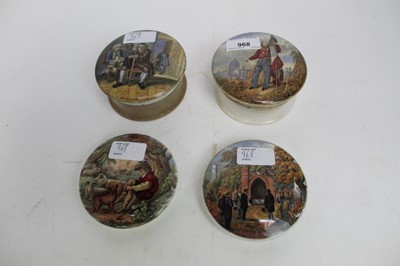Lot 968 - Four Prattware pot lids including Garibaldi and Dr Johnson