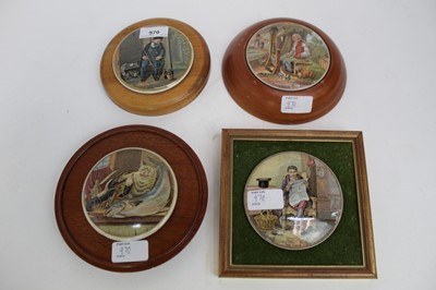 Lot 970 - Four Prattware pot lids including On Guard and The Times