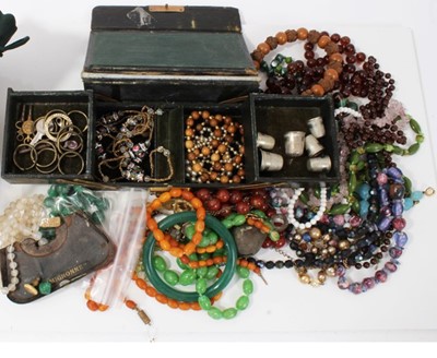 Lot 76 - Two amber bead necklaces, other vintage bead necklaces and costume jewellery