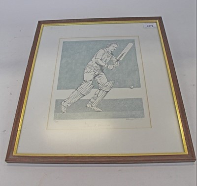 Lot 2179 - Signed print of David Gower together with four Vanity Fair Spy prints (5 items)