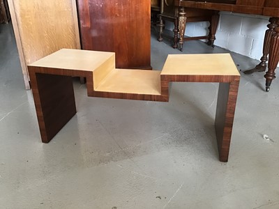 Lot 131 - Rosewood Art Deco style coffee table with unusual shaped top with sunk center H44.5cm W99cm D38cm