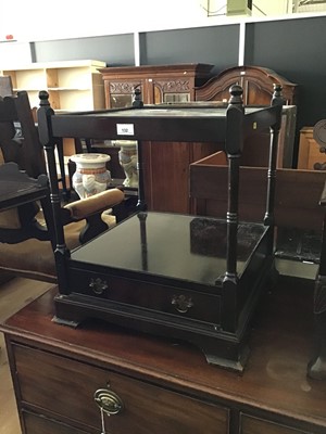 Lot 36 - Mahogany two tier coffee table with drawer below on bracket feet H56.5cm W45.5cm D45.5cm