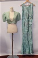 Lot 3074 - Ladies' 1930s green and silver long evening...