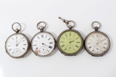 Lot 133 - Victorian silver open faced pocket watch (Chester 1899) together with three other silver open faced pocket watches (4)