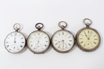 Lot 134 - Victorian silver open faced pocket watch (Birmingham 1900) together with three other silver open faced pocket watches (4)
