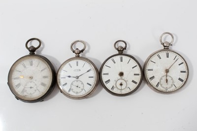 Lot 186 - Victorian silver open faced pocket watch (London 1896) together with three other silver open faced pocket watches (4)