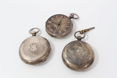Lot 149 - Victorian silver open faced pocket watch (London 1874) together with two silver full hunter pocket watches (3)