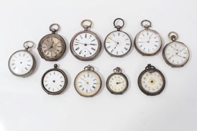 Lot 158 - Group of ten Swiss silver open faced fob watches (10)