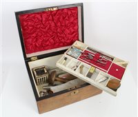 Lot 3075 - Walnut sewing box containing sewing...