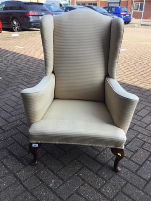Lot 139 - Old wing armchair on cabriole legs