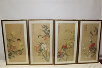 Lot 3076 - Four early 20th century Chinese silk scrolls -...