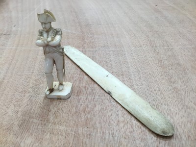 Lot 328 - 19th century French Dieppe ivory napoleon figure, ivory stay.