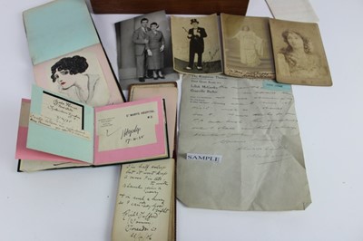 Lot 1193 - Edwardian and later autograph albums containing verses, drawings, signed pieces.  Similar late 19th century Norwegian album, signed and framed photographs Henry Tate and Gerty Gitana, signed letter...