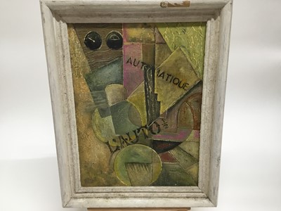 Lot 47 - Follower of Georges Braques - oil and collage, cubist construction