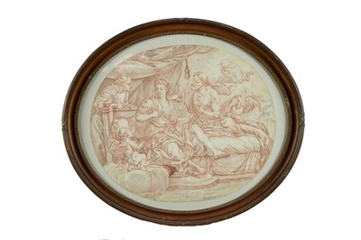 Lot 501 - 18th century Continental school, pen, ink and wash,  Classical scene, oval